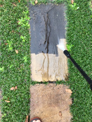 天然石と高圧洗浄機